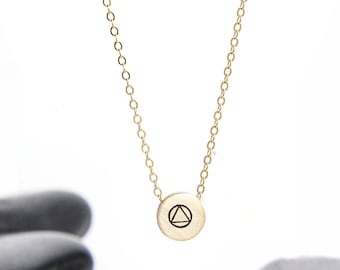 Personalized AA Medallion Charm Necklace with Sobriety Date Engraving Option