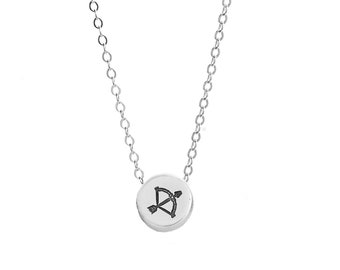 Geometric Sagittarius Zodiac Charm Necklace - Handcrafted Small Sliding Symbol Pendant - Astrological Sign Jewelry by House of Metalworks
