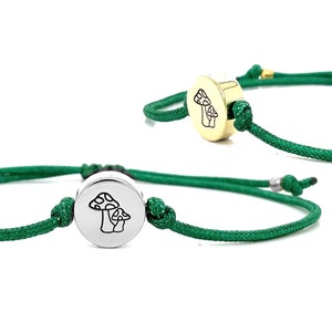 Adjustable Mushroom Charm Friendship Bracelet Stackable Symbol Bracelet with Sliding Macrame Knot - Gift for Nature Lovers