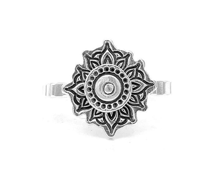 Featured listing image: Handmade In The USA ~ Sterling Silver Spinning Mandala Fidget Ring - Handcrafted Stress Relief Jewelry, Meditation Spinner Ring