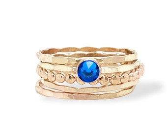 Gold-Filled Sapphire Crystal Stacking Band Set