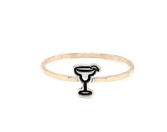 Margarita Glass Charm Stacking Ring - Fun Cocktail Inspired Jewelry