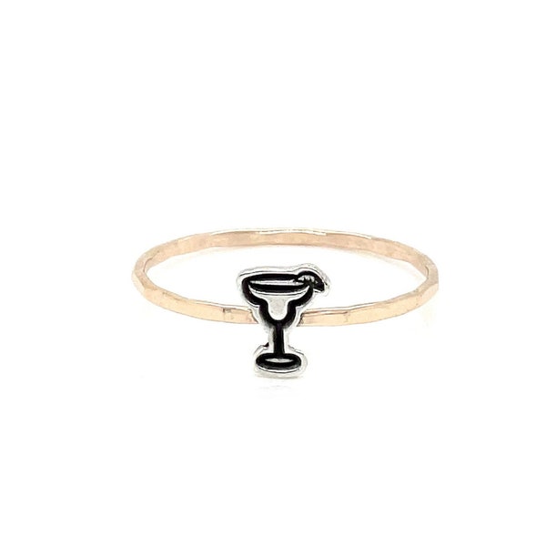 Margarita Glass Charm Stacking Ring - Fun Cocktail Inspired Jewelry