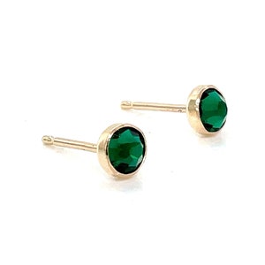 Emerald Crystal Stud Earrings - Sterling Silver or Gold Filled, May Birthstone Jewelry