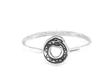 Handcrafted Ouroboros Charm Cut-Out Ring in Mixed Metals