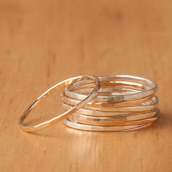 Hammered Stacking Band in Gold Filled, Rose Gold Filled or Recycled Sterling Silver