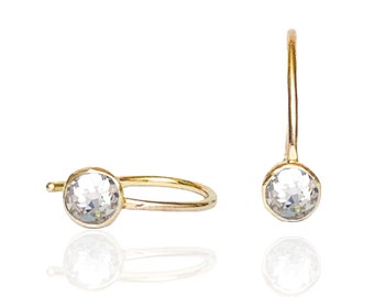 Handmade Diamond Crystal Drop Earrings perfect April Birthday Gift - Gold Filled or Sterling Silver