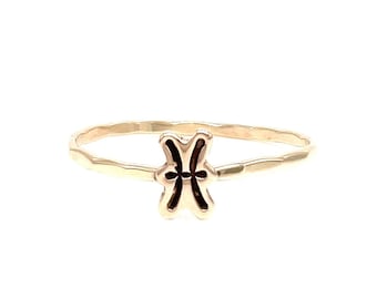 Pisces Symbol Stacking Ring - Astrological Zodiac Jewelry for Pisces Sign