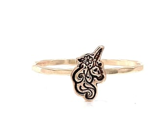 Handmade Unicorn Charm Stacking Ring - Magical Jewelry for All Ages