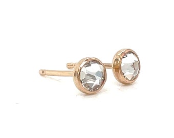 Crystal Diamond Stud Earrings in Gold-Filled or Timeless Sterling Silver, April Crystal Birthstone Earrings