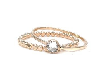 Handmade Crystal Ring & Bead Band Set - Elegant Birthstone Jewelry, Versatile Accessory for All Seasons