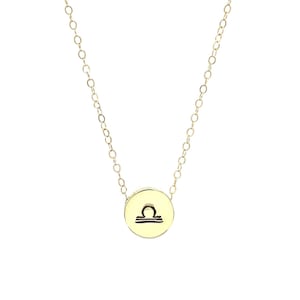 Small Libra Zodiac Sliding Charm Necklace – Customizable Metal Options