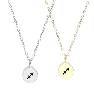 Personalized Sagittarius Zodiac Symbol Necklace with Brass or Sterling Silver Charm and Optional Crystal Charms