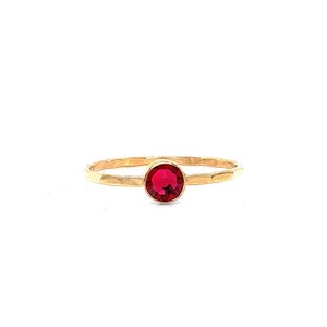 Ruby Crystal Solitaire Ring - Handmade in Gold Filled or Sterling Silver