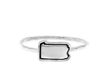 Pennsylvania State Charm Stacking Ring - Handcrafted Local Pride Jewelry