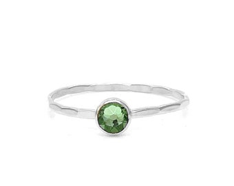 Crystal Peridot Birthstone Ring - August Jewelry, Green Crystal Ring for Her, Birthday Gift Idea