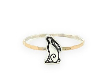 Whimsical Rabbit Charm Stacking Ring - Cute Bunny Jewelry for Animal Lovers