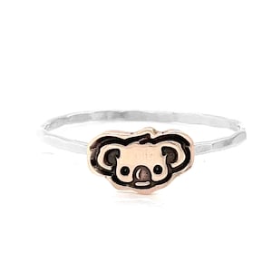 Handmade Customizable Koala Charm Ring, Choose Your Metal Color Combination