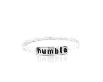 Word Ring, Dainty Word Ring, Word Rings, Humble, Stacking Ring, Hand Stamped, Humble Ring, Inspirational Ring, Inspirational, Gift,