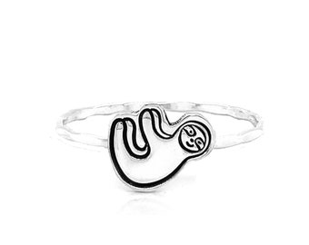 Sloth Charm Cut Out Stacking Ring