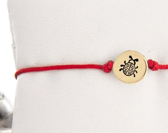 Handmade Ladybug Charm Adjustable Cord Bracelet - Colorful Friendship Bracelet, Symbol of Good Luck and Joy