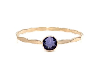 House of Metalworks Tanzanite Solitaire Stacking Ring - Elegant Handcrafted Jewelry