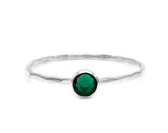 Handmade Emerald Crystal Ring - Elegant Green Gemstone Look, Adjustable Statement Jewelry, Perfect Gift Idea