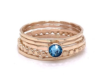 Handmade Aquamarine Crystal Ring Set in Gold Filled - Elegant March Birthstone Jewelry, Handcrafted Aquamarine Crystal Ring