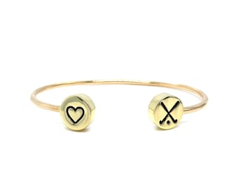 Field Hockey Cuff Bracelet | Player Gift | Brass or Sterling Silver | Sports Jewelry | Handmade