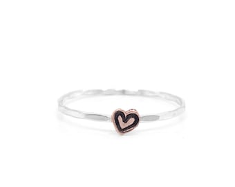 Tiny Heart Charm Cut Out Ring