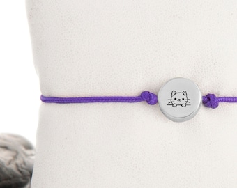 Cat Bracelet - Cute Cat Charm Jewelry, Adjustable Cat Lover Gift, Handmade Cat Bracelet