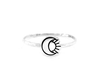 Sun and Moon Charm Cut out Ring