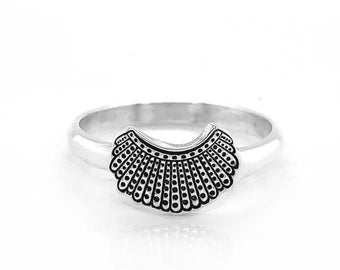 Handmade Ruth Bader Ginsburg Inspired Dissent Collar Ring - Ornate Sterling Silver Statement Ring, Feminist Jewelry