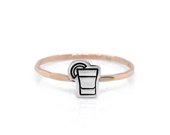 Quirky Shot Glass Charm Stacking Ring