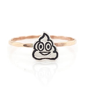 Funny Poop Emoji Charm Ring - Quirky Stacking Ring