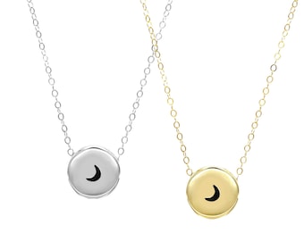 Crescent Moon Sliding Charm Necklace - Adjustable Celestial Jewelry, Moon Phase Pendant for Her