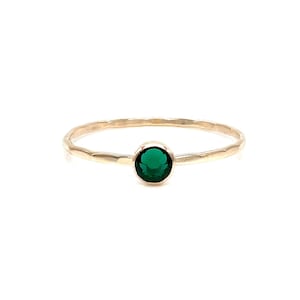Elegant Crystal Emerald Solitaire Ring, Green Crystal Minimalist Jewelry, Handcrafted May Birthstone Ring, Unique Gift for Her