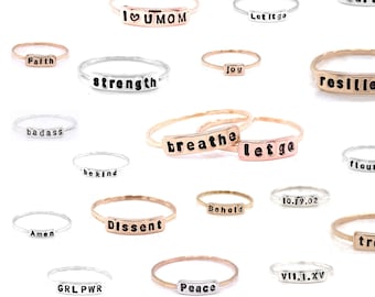 Personalized Text Stacking Ring - Customizable Statement Jewelry