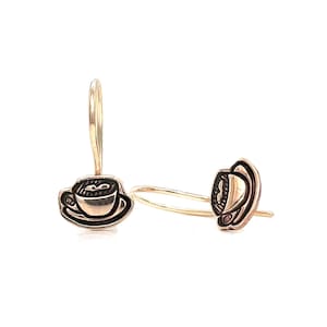 Cozy Cappuccino Charm Drop Earrings - Perfect for Coffee Lovers