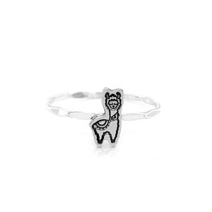 Handmade Llama Charm Stacking Ring - Llama Charm Ring, Handcrafted Animal-Themed Jewelry