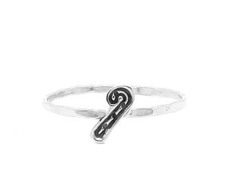 Handmade Candy Cane Symbol Stacking Ring - Personalized Jewelry