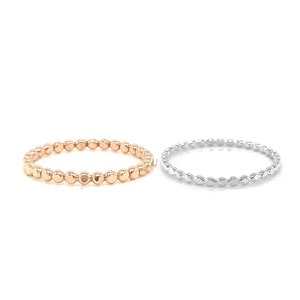 Handmade Sterling Silver and Gold Filled Bead Stacking Bands - Elegant Handcrafted Layering Rings, Mix and Match Rings