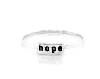 Bold 'Nope' Text Plaque Stacking Ring