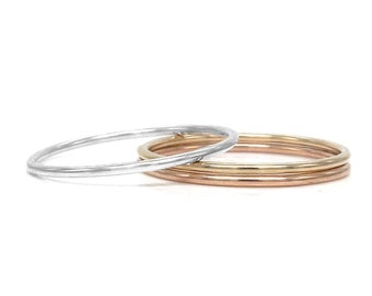 Handgemaakte gladde stapelring - Perfect voor gelaagdheid - Verkrijgbaar in goud gevuld, rosé goud gevuld, sterling zilver