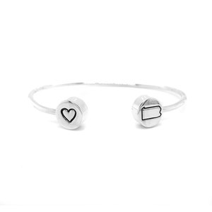 Heart & State Cuff Bracelet | Long Distance Gift | Brass or Sterling Silver | Handmade Jewelry | Personalized