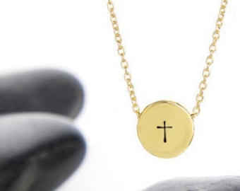 Gold Cross Necklace, Religious Jewelry, Cross, Layering Necklace, Religious Necklace, Cross Pendant, Gold Cross, Cross Jewelry, Cross Charm