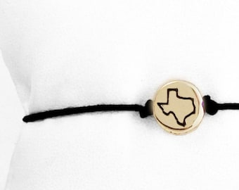 Texas Charm Bracelet | Adjustable Cord, Handmade State Pride Jewelry