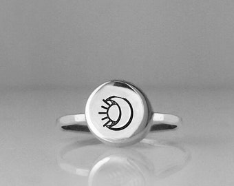 Sonne und Mond Schmuck, Mond Schmuck, Sonne, Mond, Boho Mond Schmuck, Sonne und Mond Charm, Sonne Schmuck, Geschenk für Sie, Sonne und Mond Ring