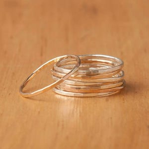 Handmade Hammered Stacking Rings – Custom Size in Sterling Silver, Gold Filled, or Rose Gold Filled, Perfect for Stacking