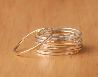 Hammered Stacking Band in Gold Filled, Rose Gold Filled or Recycled Sterling Silver